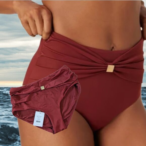 Andie Swim The Dalia Bottom Truffle Eco Nylon Size Medium - Picture 3 of 10